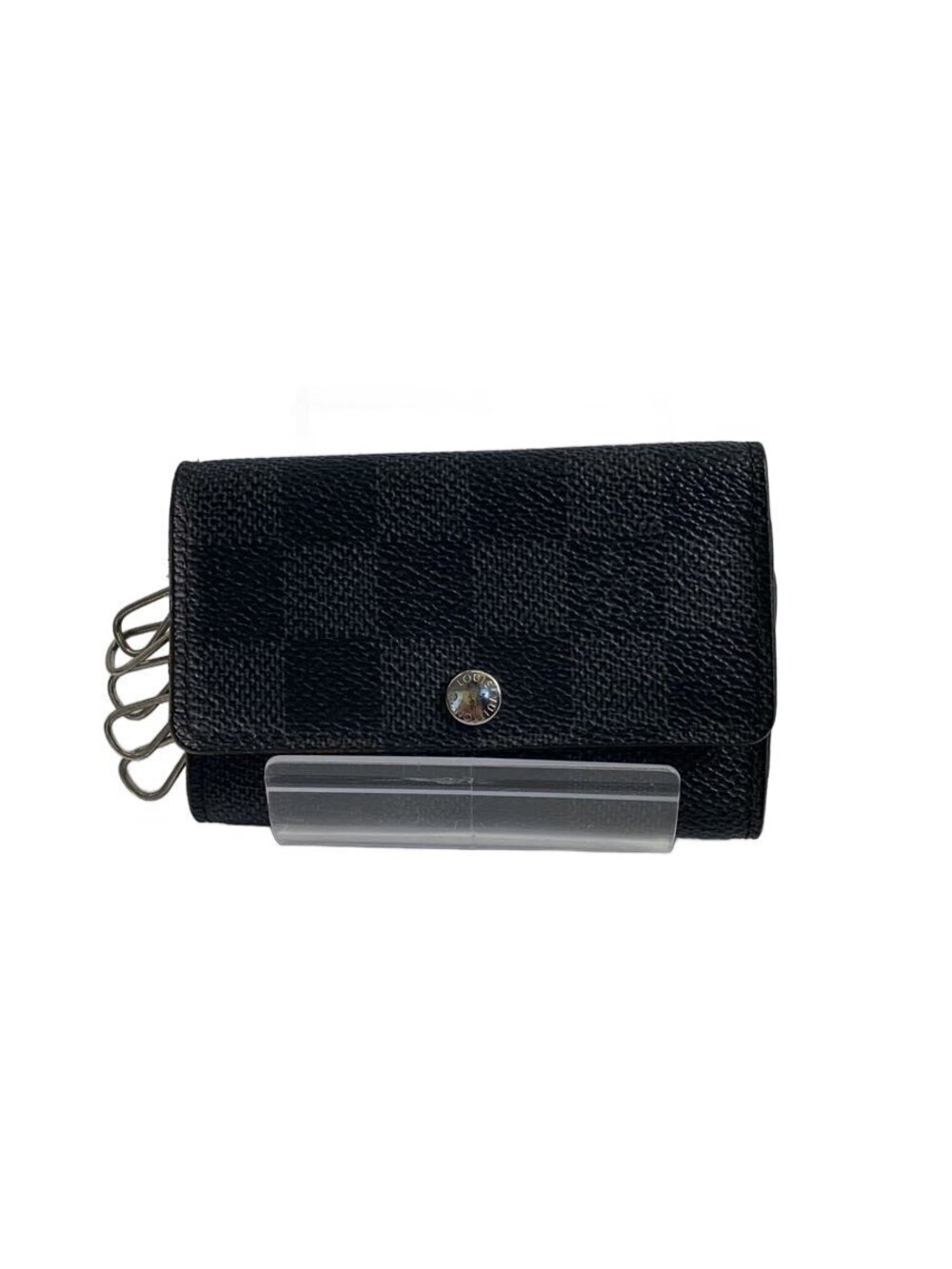 LOUIS VUITTON Key Case Wallet Leather Gray All over